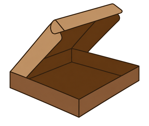 Die-cut hinged-lid box illustration