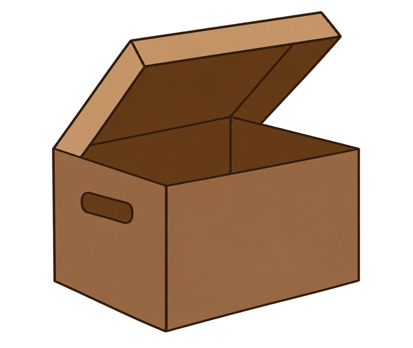 Hinged-lid file box illustration
