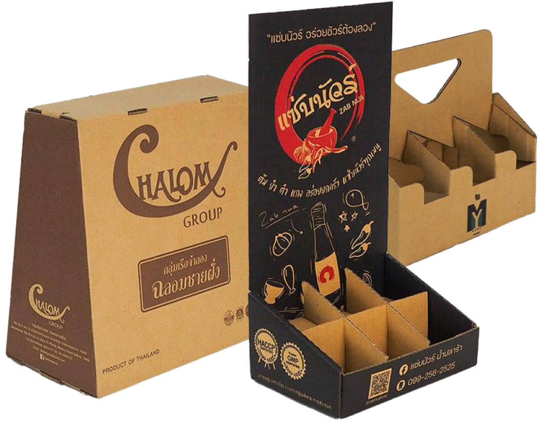 CHALOM Group carrier box and partitioned bottle carrier